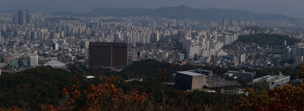 Panoramic view of Seoul South Korea in fall